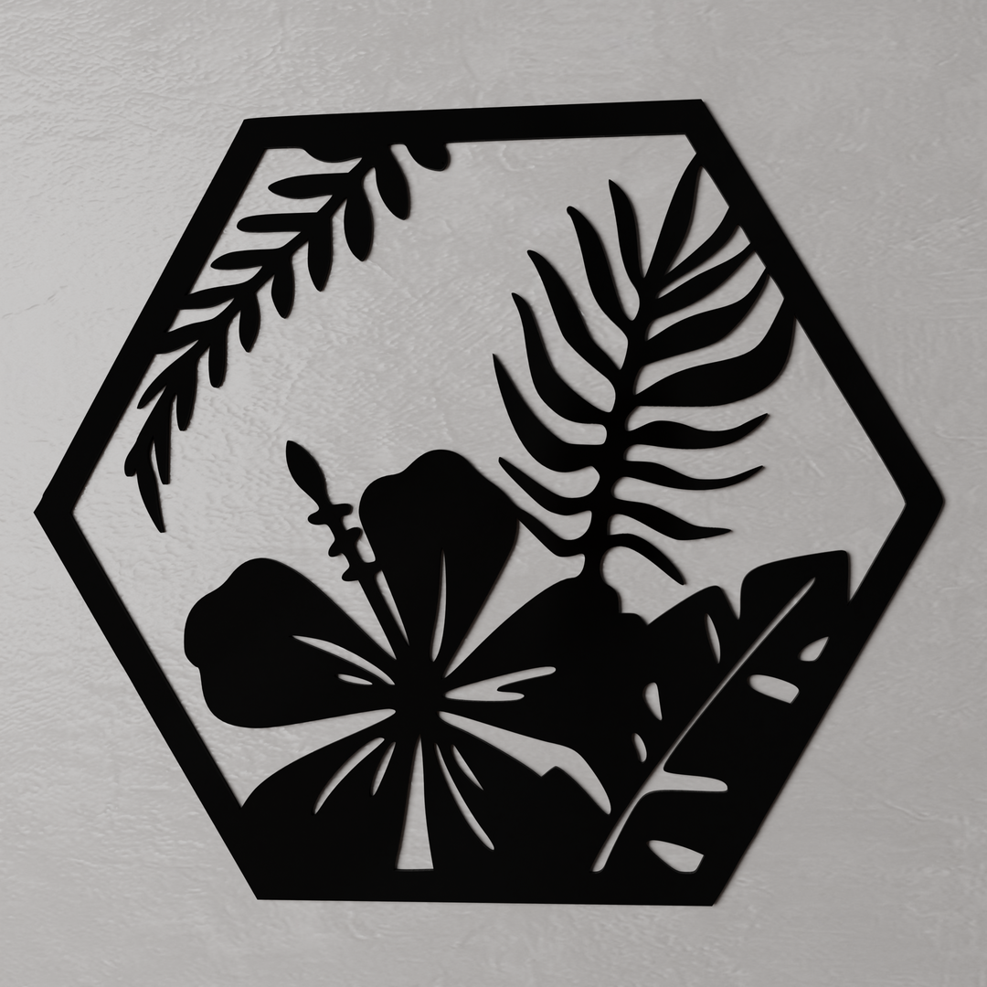 4pcs hexagon flowers art