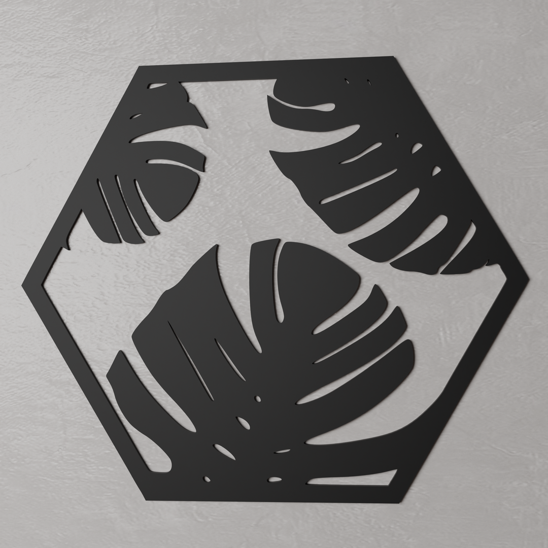 4pcs hexagon flowers art