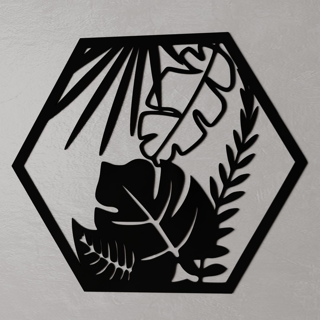 4pcs hexagon flowers art