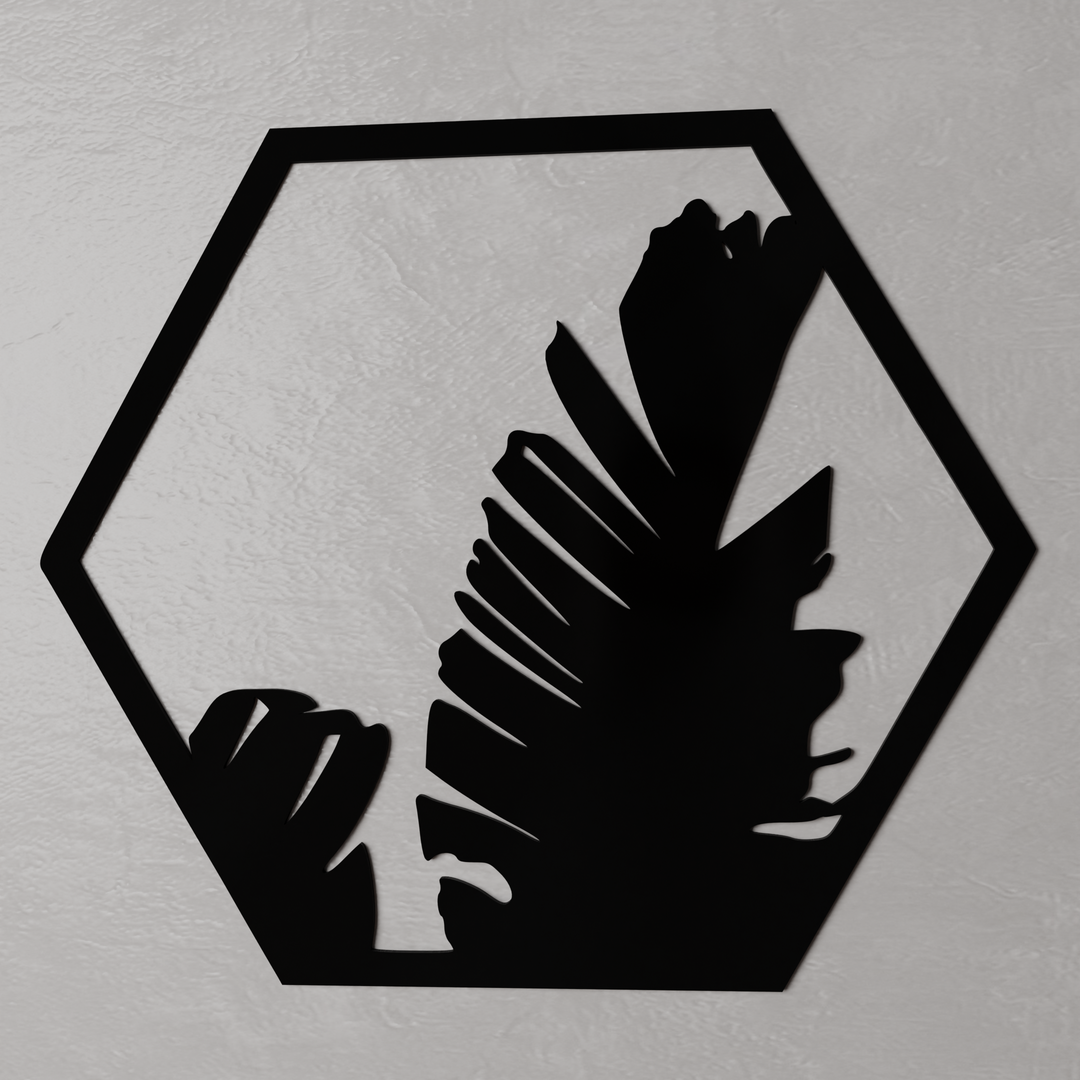 4pcs hexagon flowers art